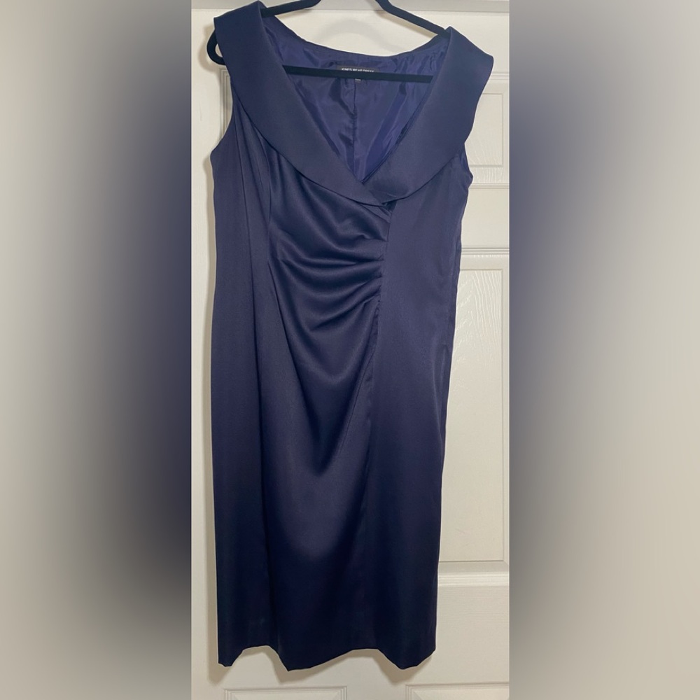 Jones Wear Navy Draped Midi Dress